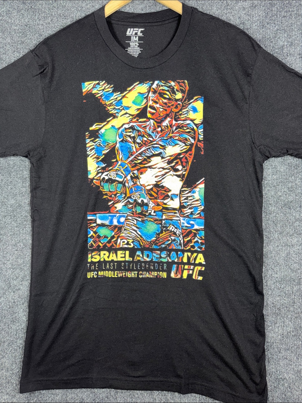 UFC Israel Adesanya Men's Medium Black Graphic T-Shirt Last Stylebender MMA Tee